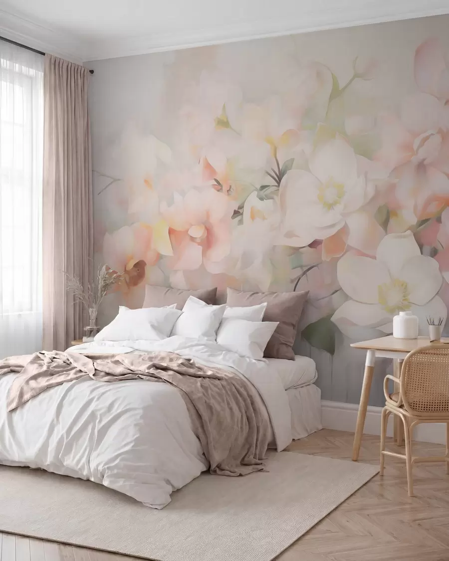 murais de parede Imitação de pintura de delicadas flores abstratas w05594