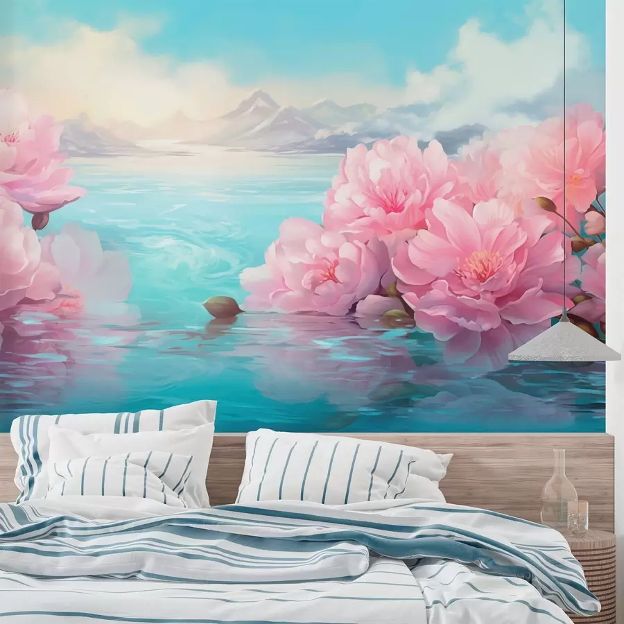 murais de parede Um lago com flores w05621