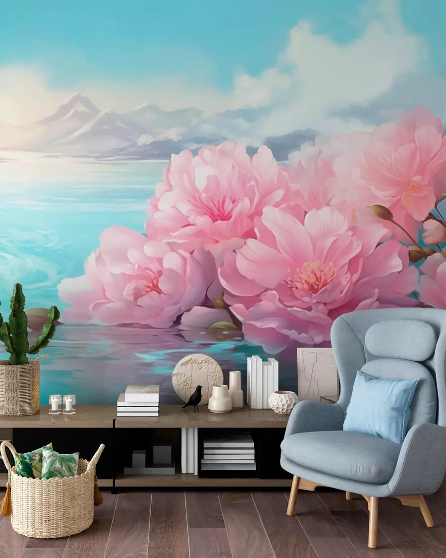 murais de parede Um lago com flores w05621