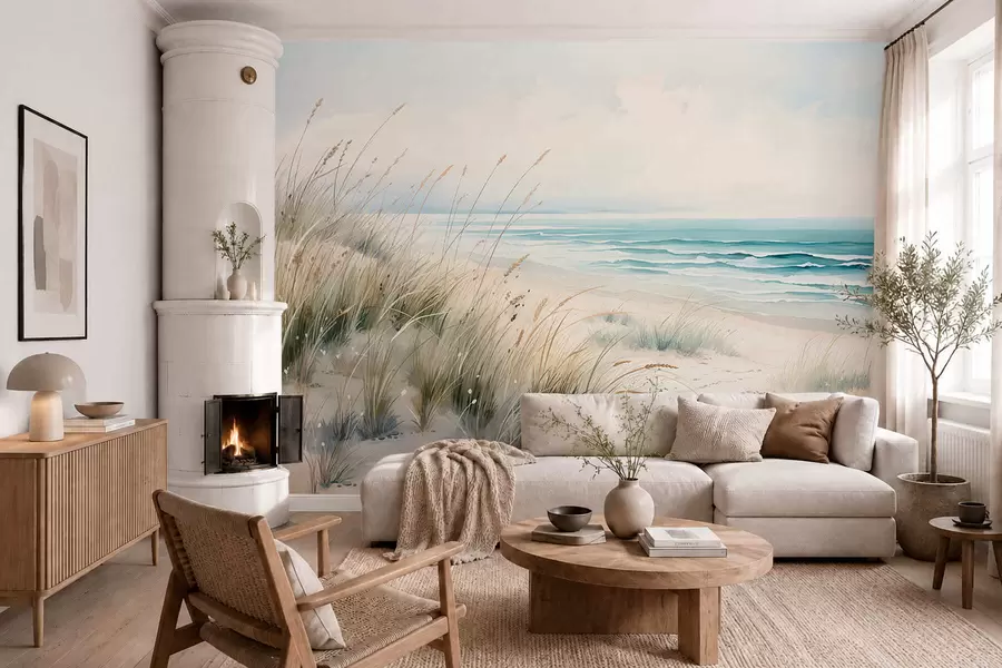 murais de parede Praia de areia com ondas e dunas w05537