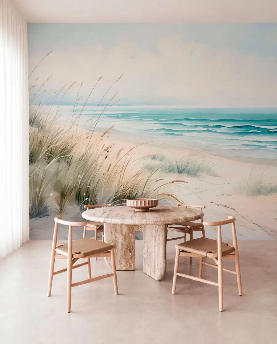murais de parede Praia de areia com ondas e dunas w05537