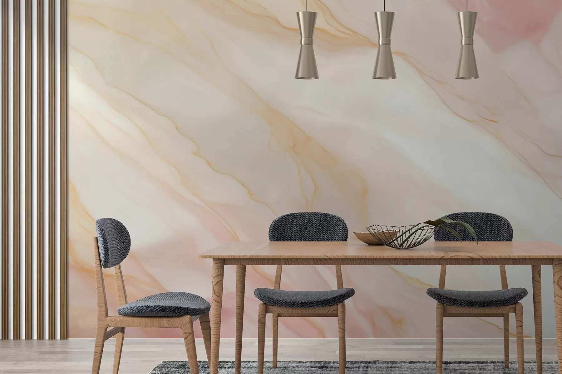 murais de parede Imitacão de um padrão abstrato com textura de mármore em tons de rosa e amarelo w05632