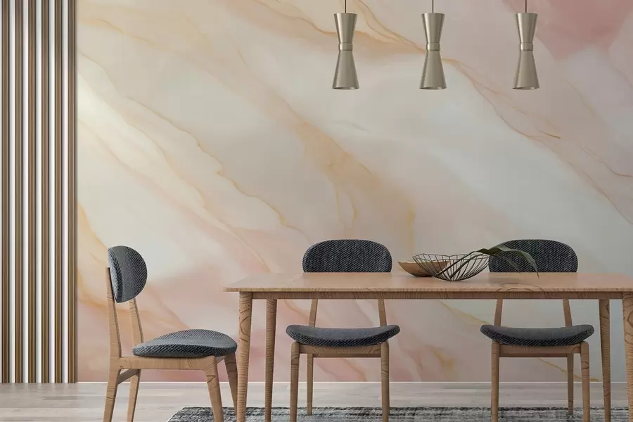 murais de parede Imitacão de um padrão abstrato com textura de mármore em tons de rosa e amarelo w05632