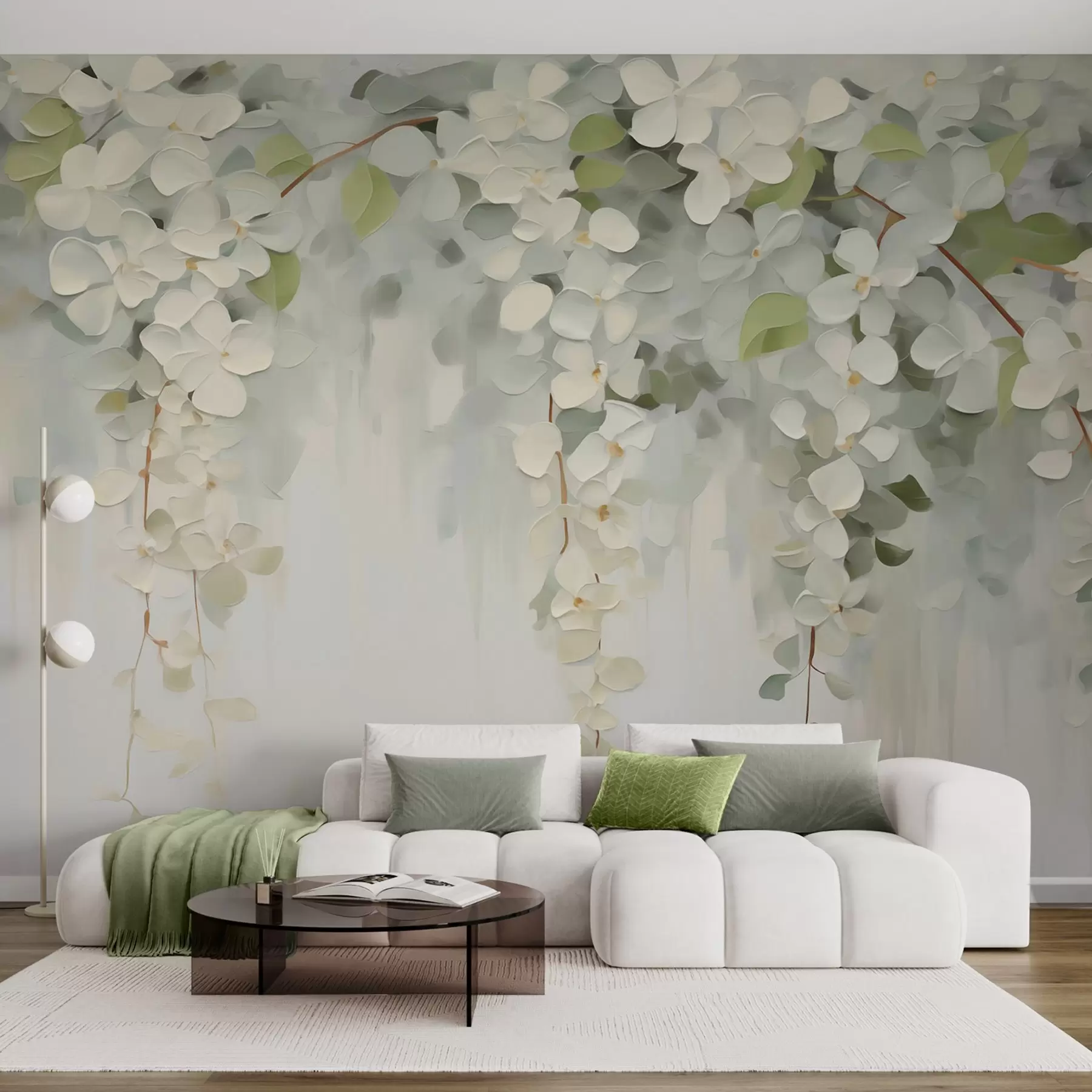 murais de parede Pintura abstrata representando flores suspensas w05641