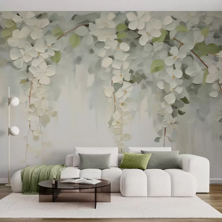 murais de parede Pintura abstrata representando flores suspensas w05641