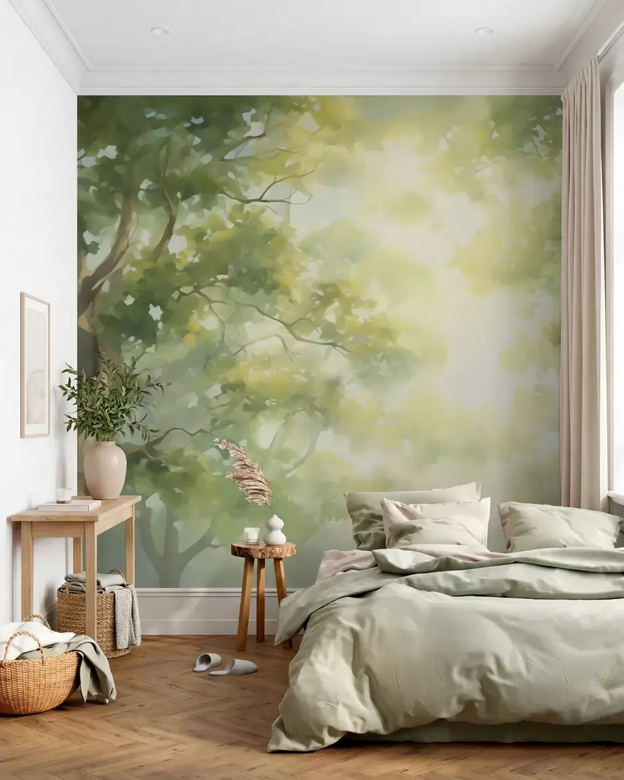 murais de parede Pintura abstrata que imita ramos de árvores w05588