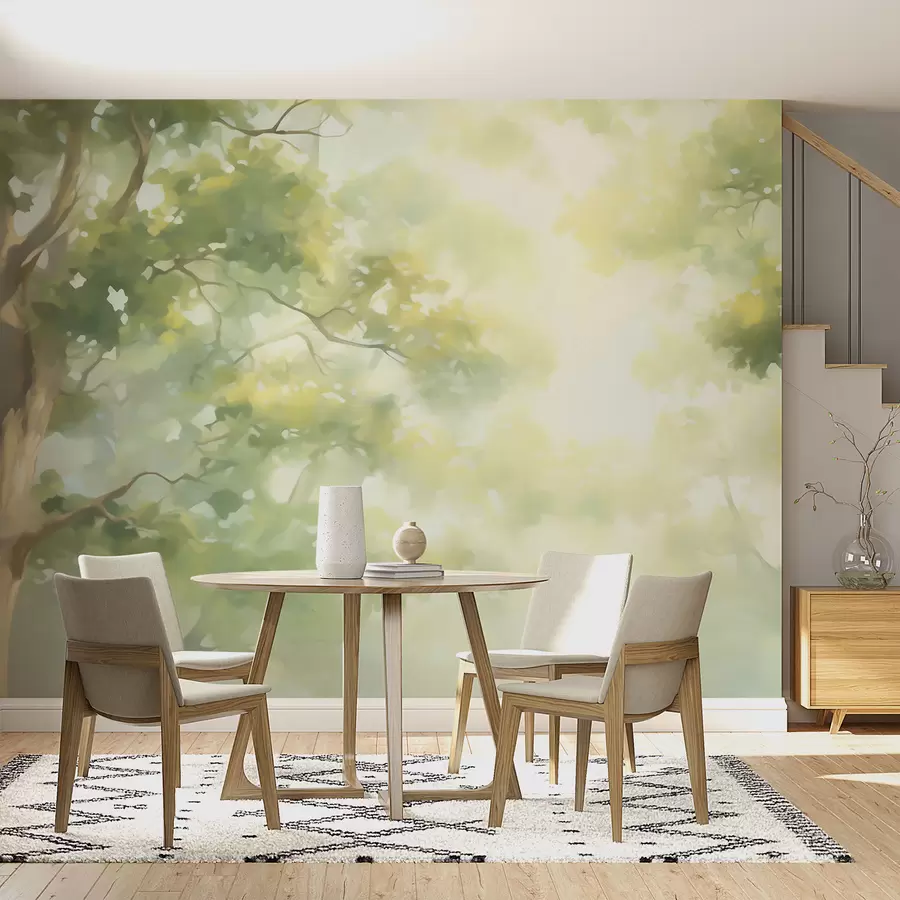 murais de parede Pintura abstrata que imita ramos de árvores w05588