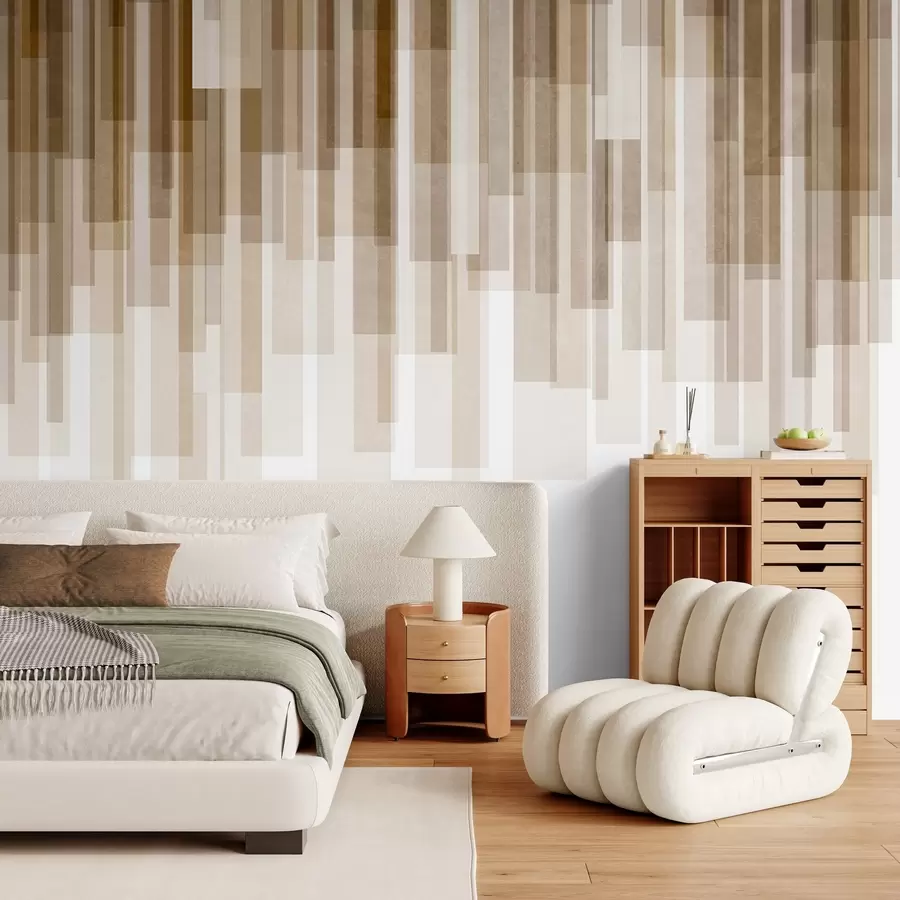 murais de parede Retângulos verticais texturados com transparências variáveis e tons de castanho, arte abstrata w09889v1