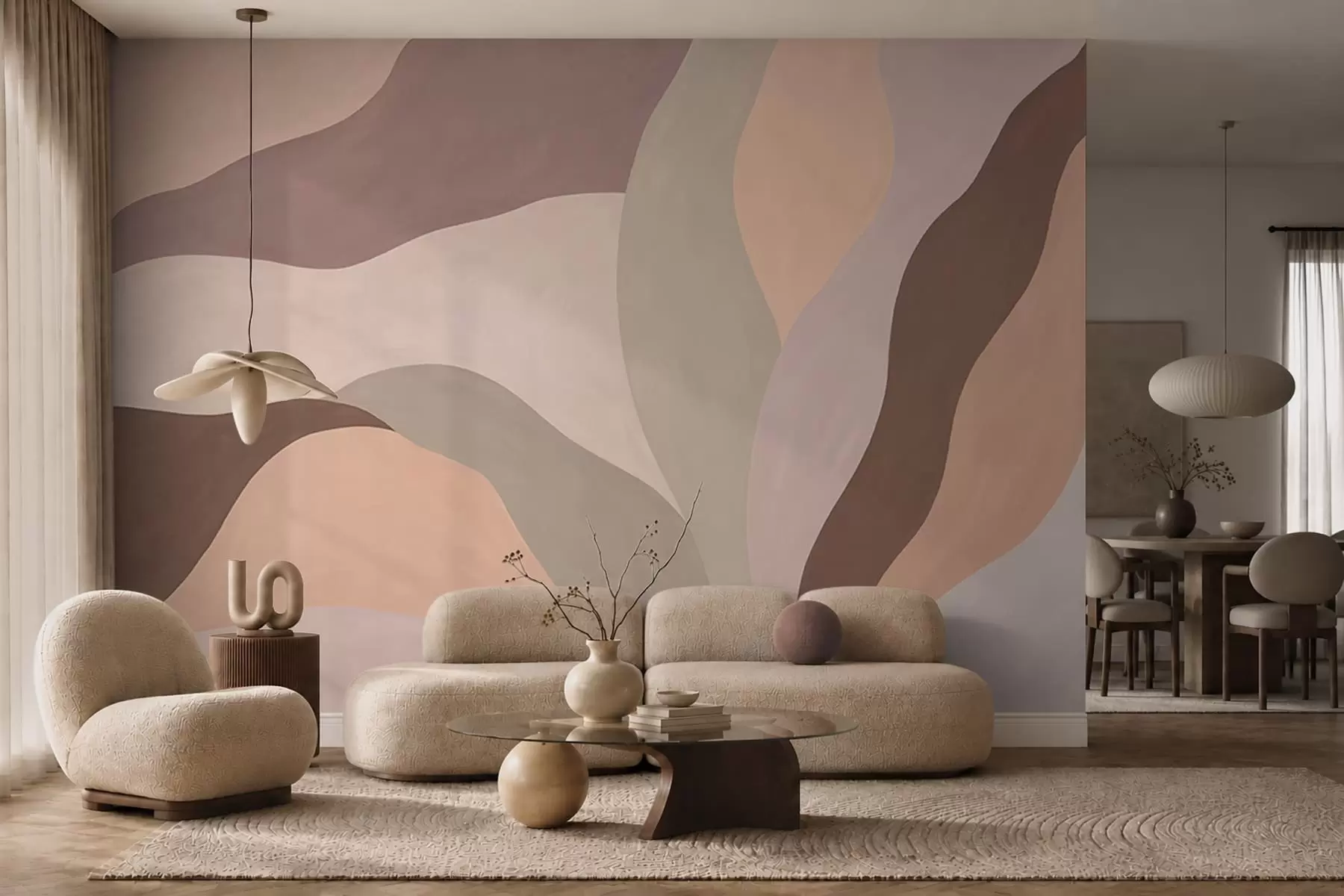 murais de parede Formas abstratas e fluidas em tons pastel w05629