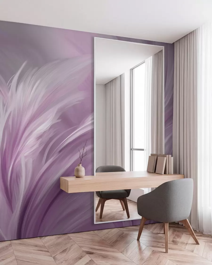 murais de parede Penas elegantes em tons de roxo w05658v2