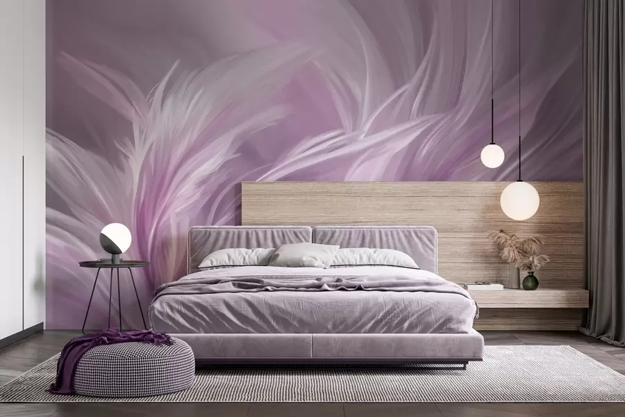 murais de parede Penas elegantes em tons de roxo w05658v2