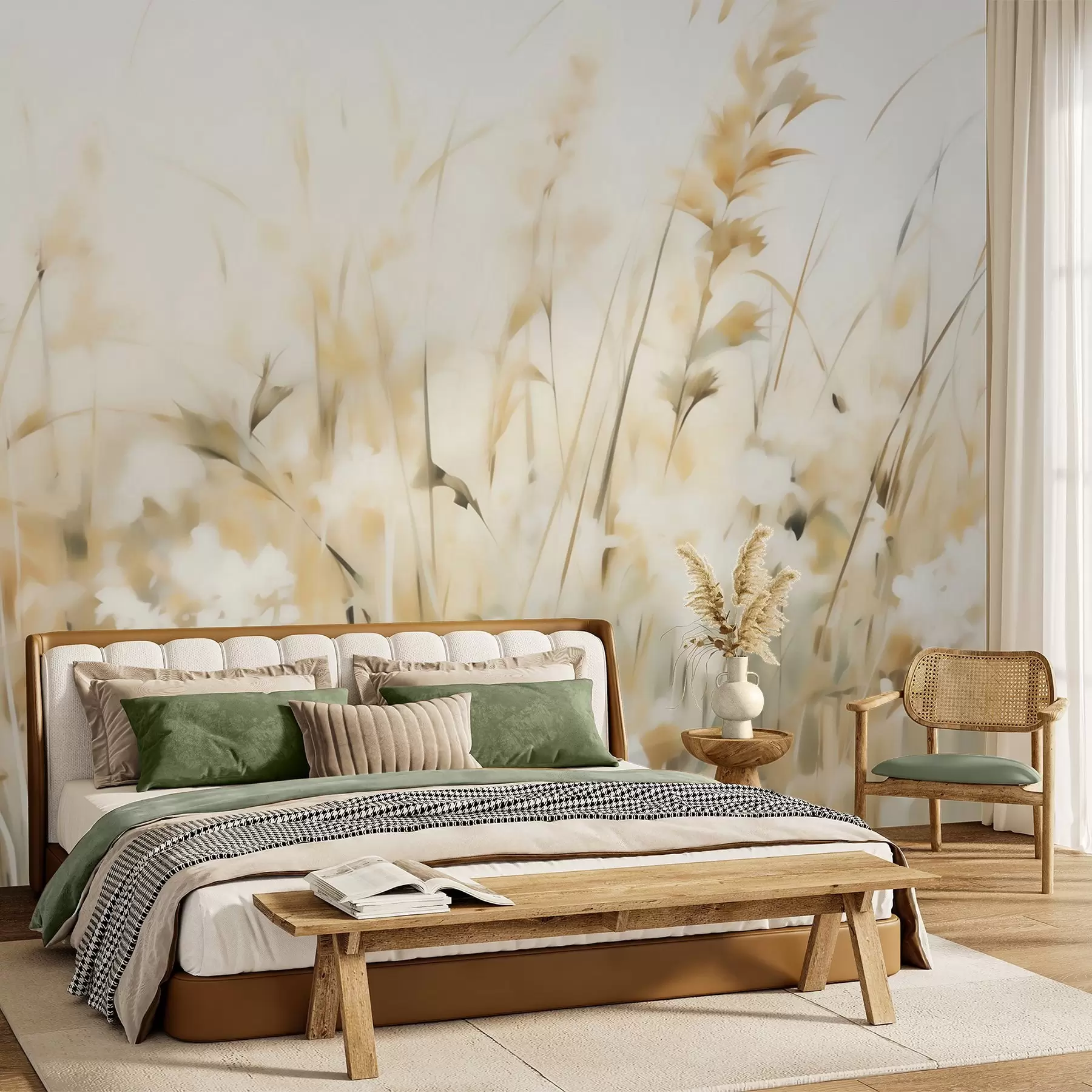 murais de parede Imitacão de pintura com gramíneas abstratas w05669