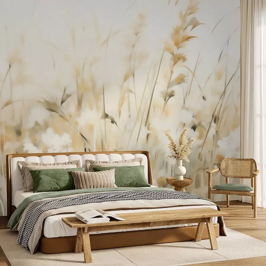 murais de parede Imitacão de pintura com gramíneas abstratas w05669