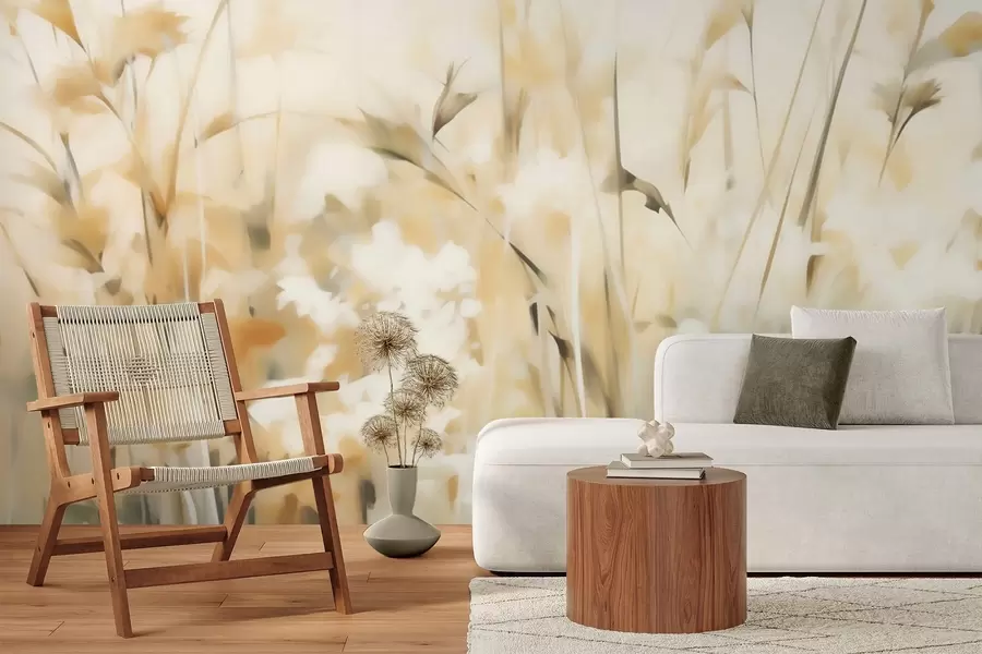 murais de parede Imitacão de pintura com gramíneas abstratas w05669