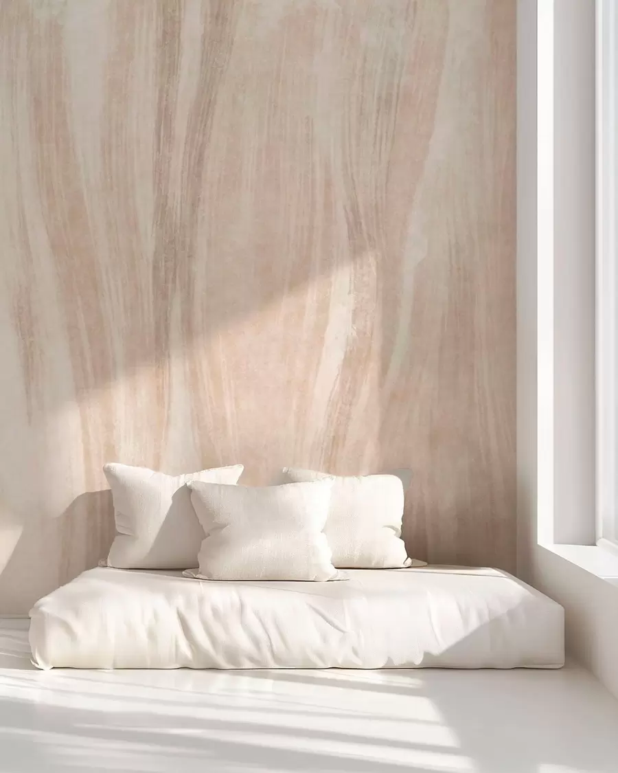 murais de parede Textura abstrata suave com transições verticais delicadas em tons cremosos w05686