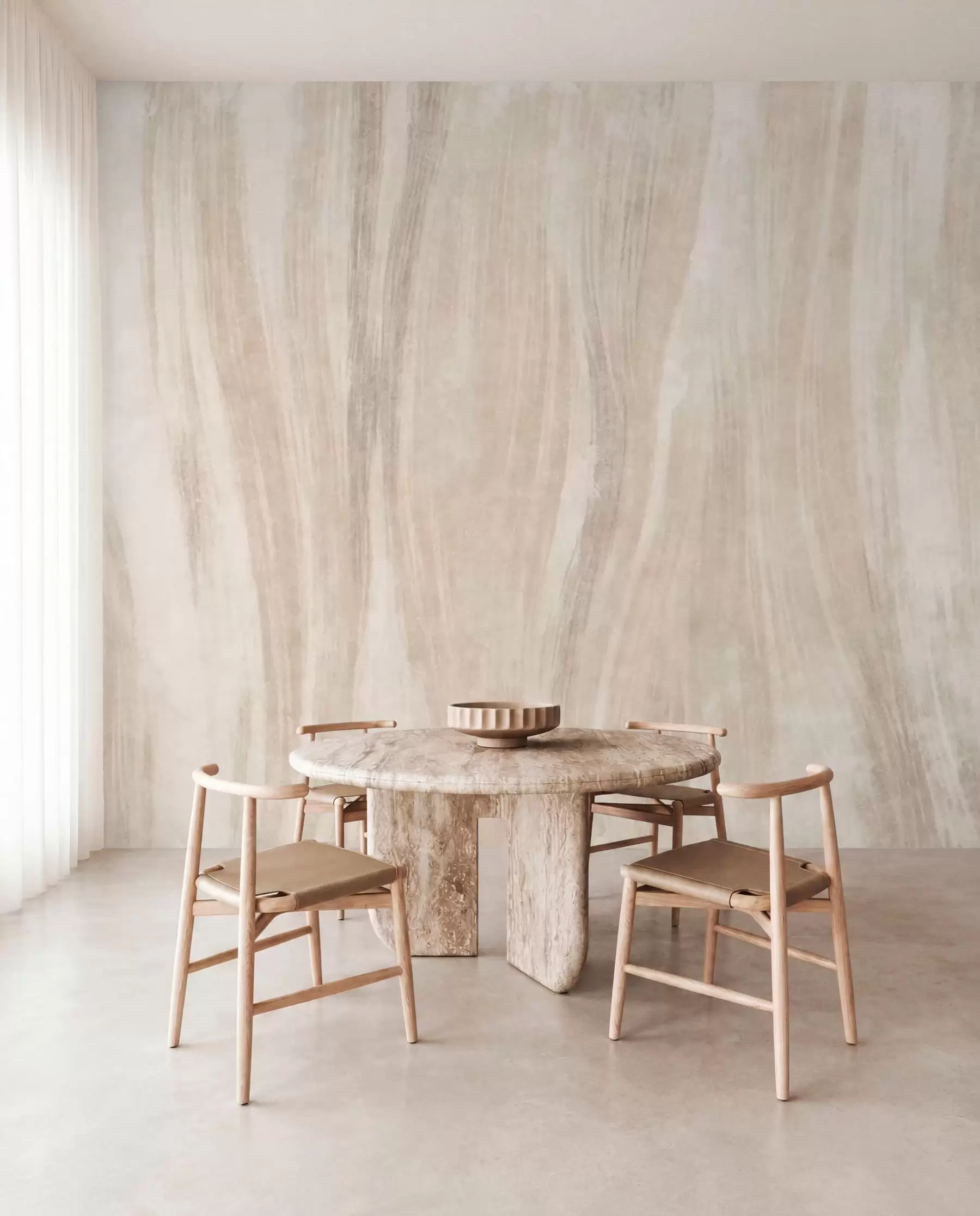 murais de parede Textura abstrata suave com transições verticais delicadas em tons cremosos w05686