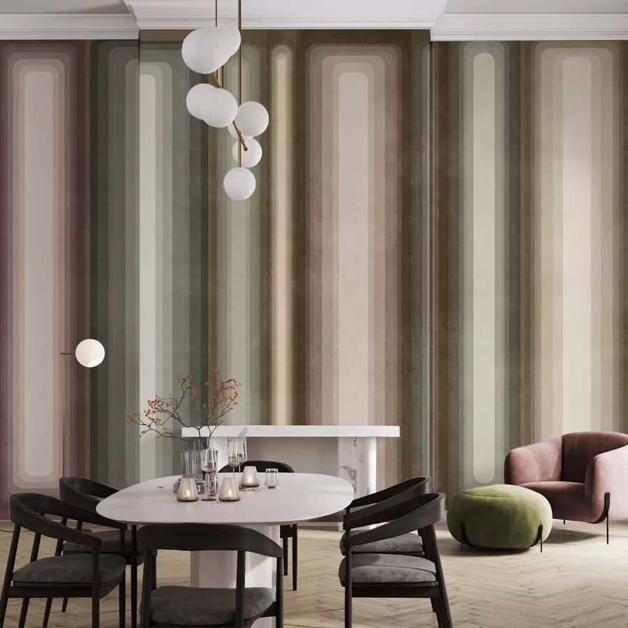 murais de parede Retângulos verticais arredondados, com textura e estilo abstrato, em tons suaves de castanho, bege e rosa pálido w09905