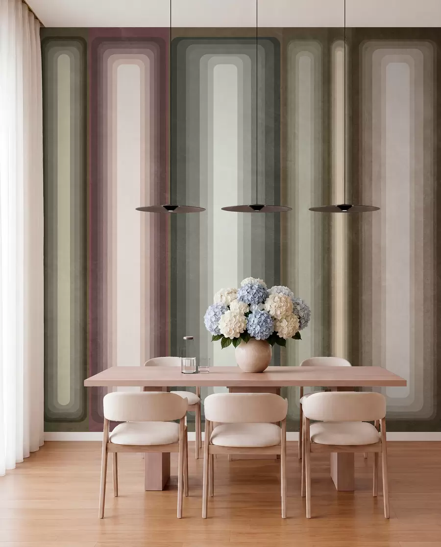murais de parede Retângulos verticais arredondados, com textura e estilo abstrato, em tons suaves de castanho, bege e rosa pálido w09905