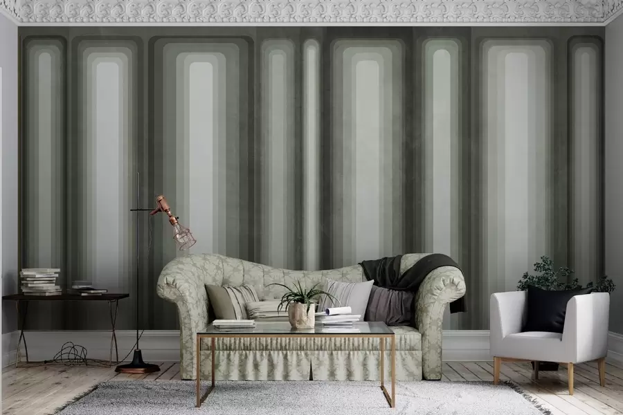 murais de parede Retângulos verticais arredondados, com textura e estilo abstrato, em tons suaves de verde w09905v2