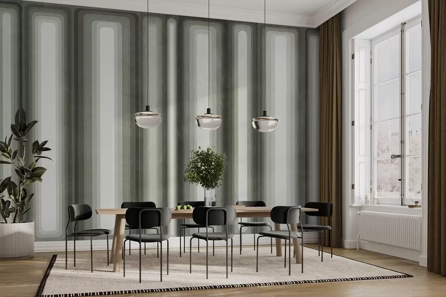 murais de parede Retângulos verticais arredondados, com textura e estilo abstrato, em tons suaves de verde w09905v2