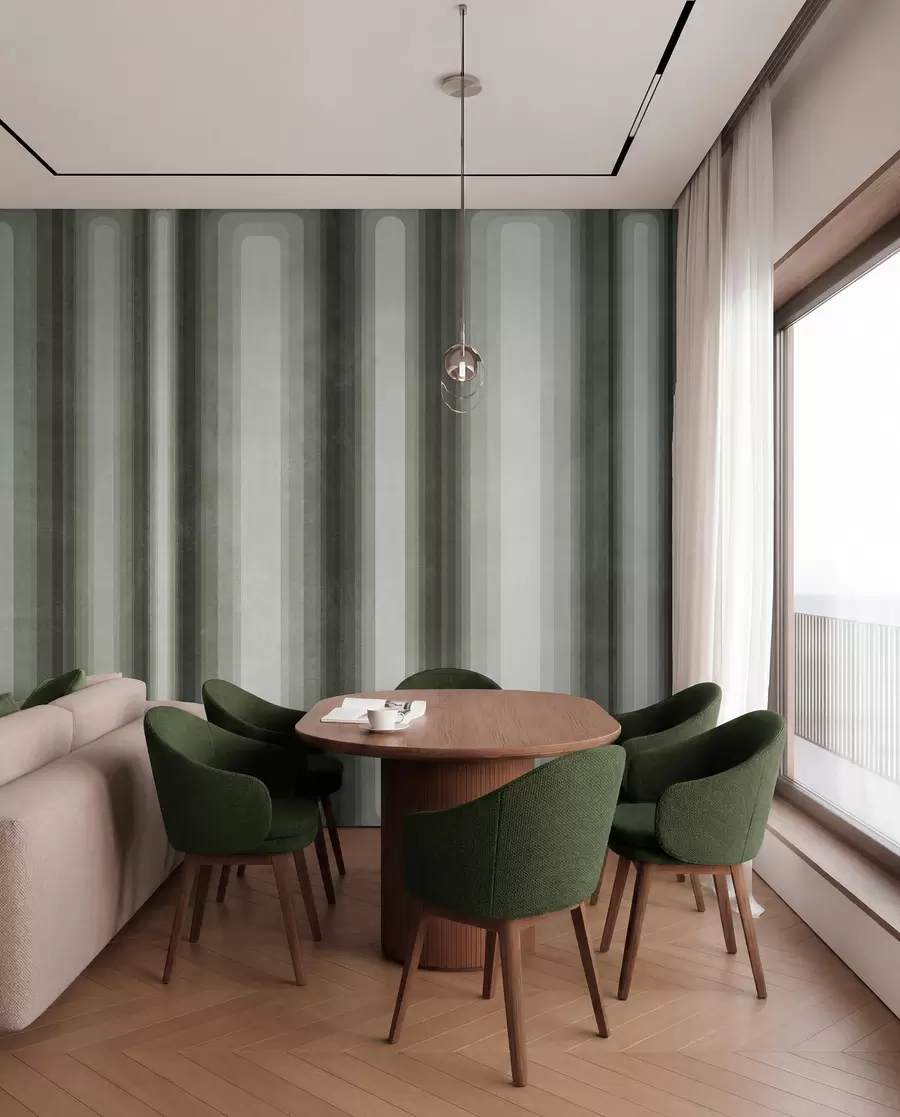 murais de parede Retângulos verticais arredondados, com textura e estilo abstrato, em tons suaves de verde w09905v2