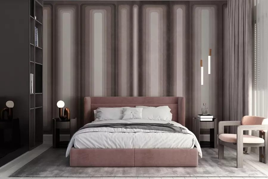 murais de parede Retângulos verticais arredondados, com textura e estilo abstrato, em tons suaves de castanho w09905v1