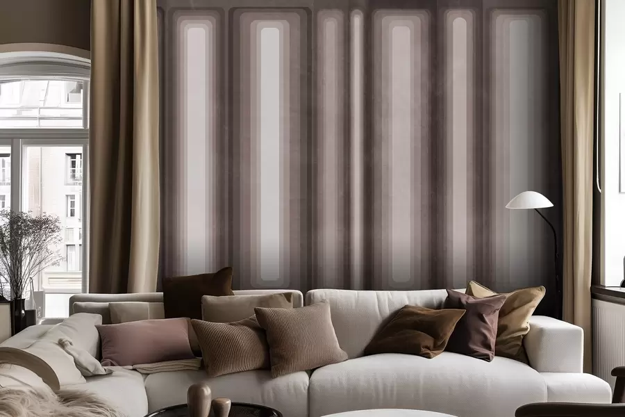 murais de parede Retângulos verticais arredondados, com textura e estilo abstrato, em tons suaves de castanho w09905v1