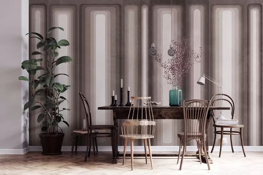 murais de parede Retângulos verticais arredondados, com textura e estilo abstrato, em tons suaves de castanho w09905v1