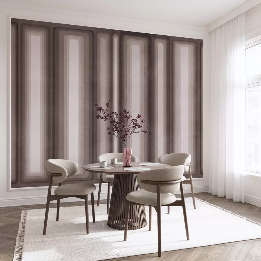 murais de parede Retângulos verticais arredondados, com textura e estilo abstrato, em tons suaves de castanho w09905v1