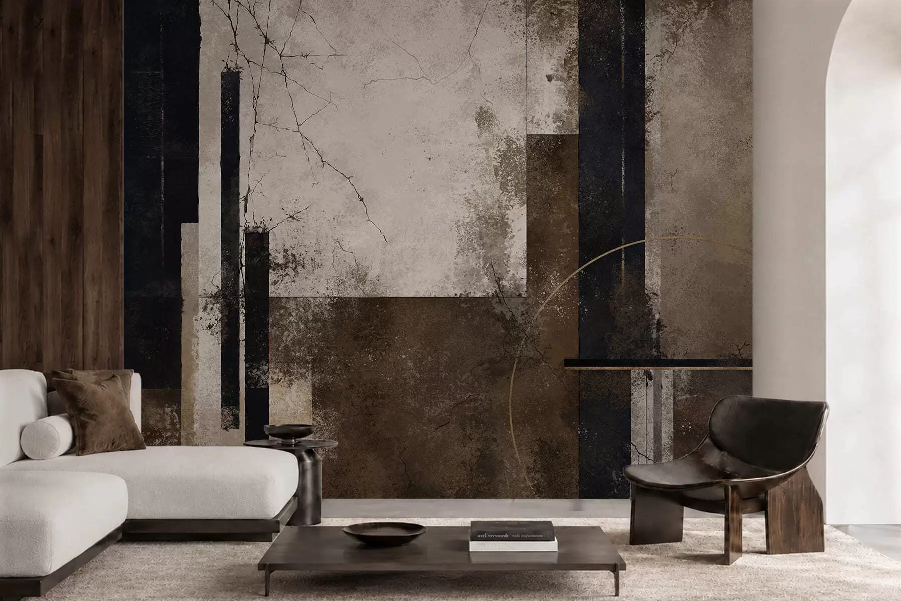 murais de parede Composição abstrata com linhas escuras e texturas w05541