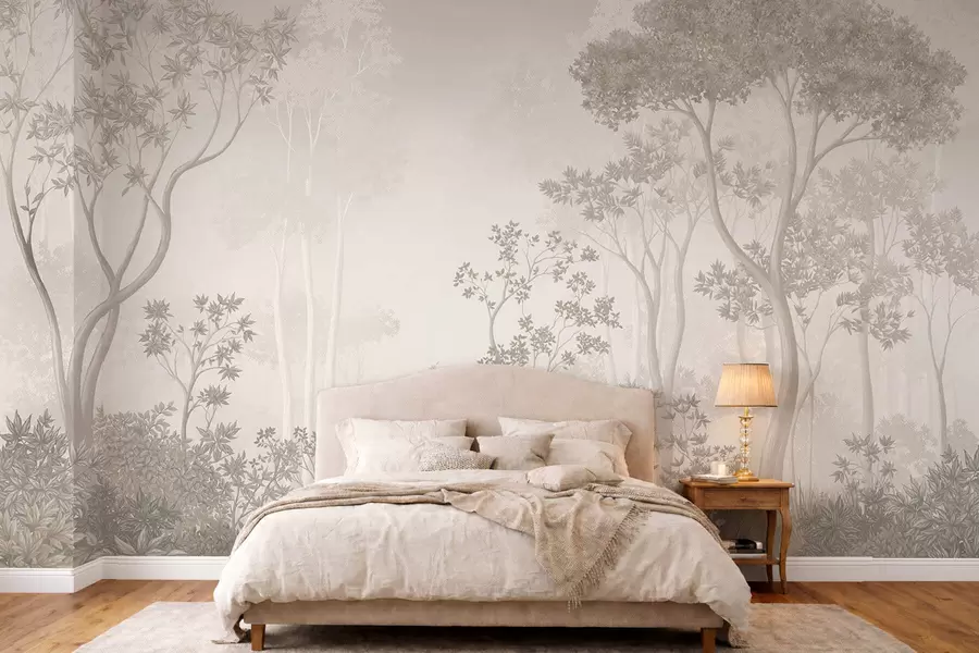 murais de parede Floresta enevoada em tons suaves e neutros w05700v1