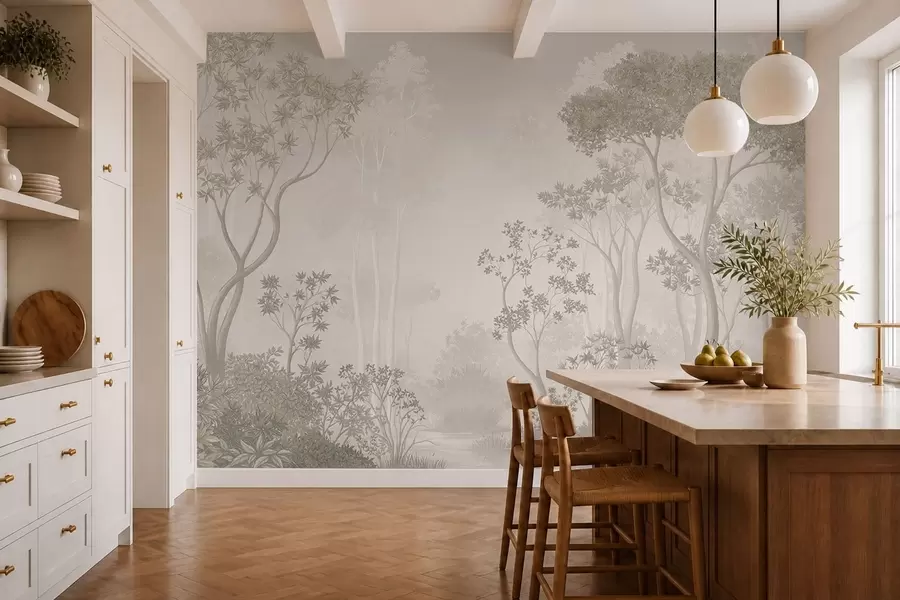 murais de parede Floresta enevoada em tons suaves e neutros w05700v1
