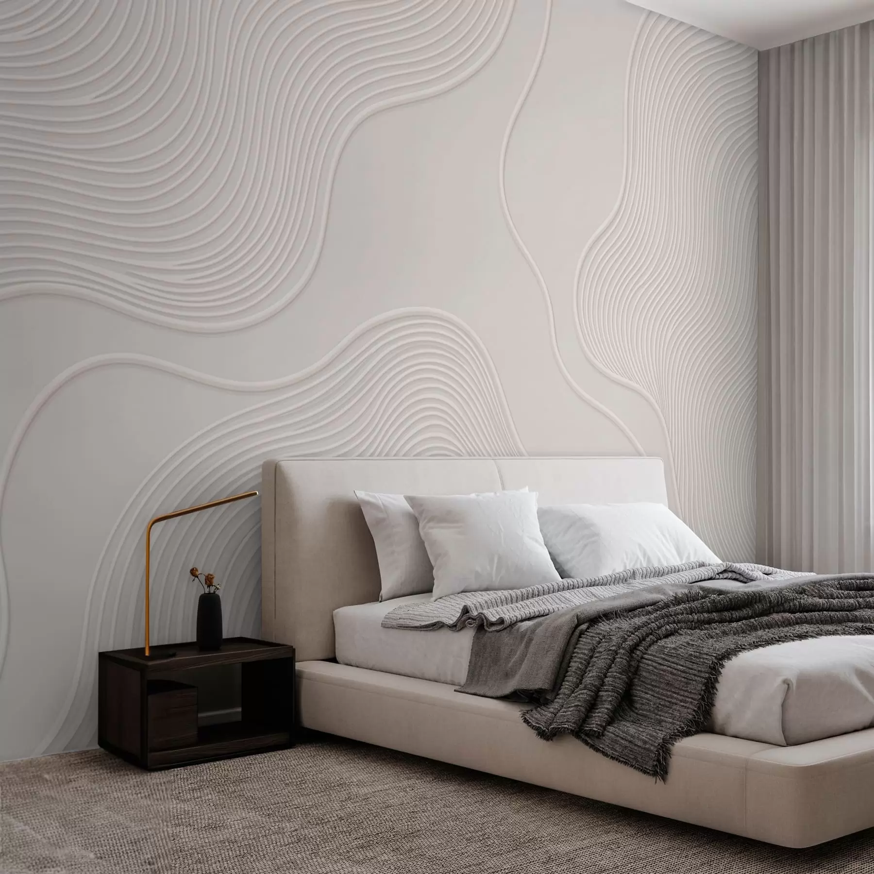 murais de parede Relevo abstrato com linhas onduladas e fluidas w05689