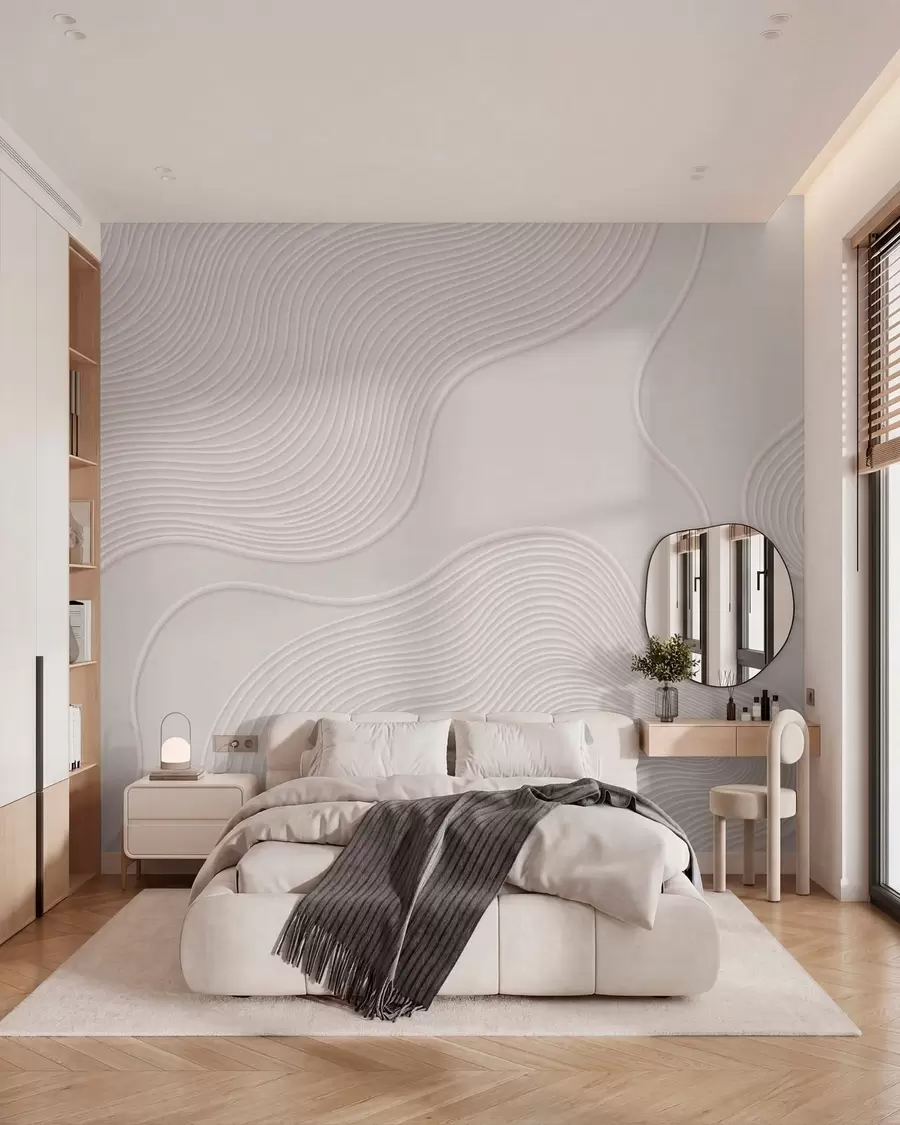 murais de parede Relevo abstrato com linhas onduladas e fluidas w05689