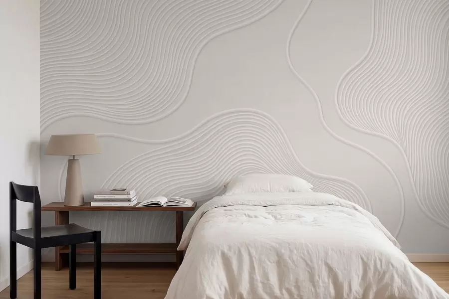 murais de parede Relevo abstrato com linhas onduladas e fluidas w05689