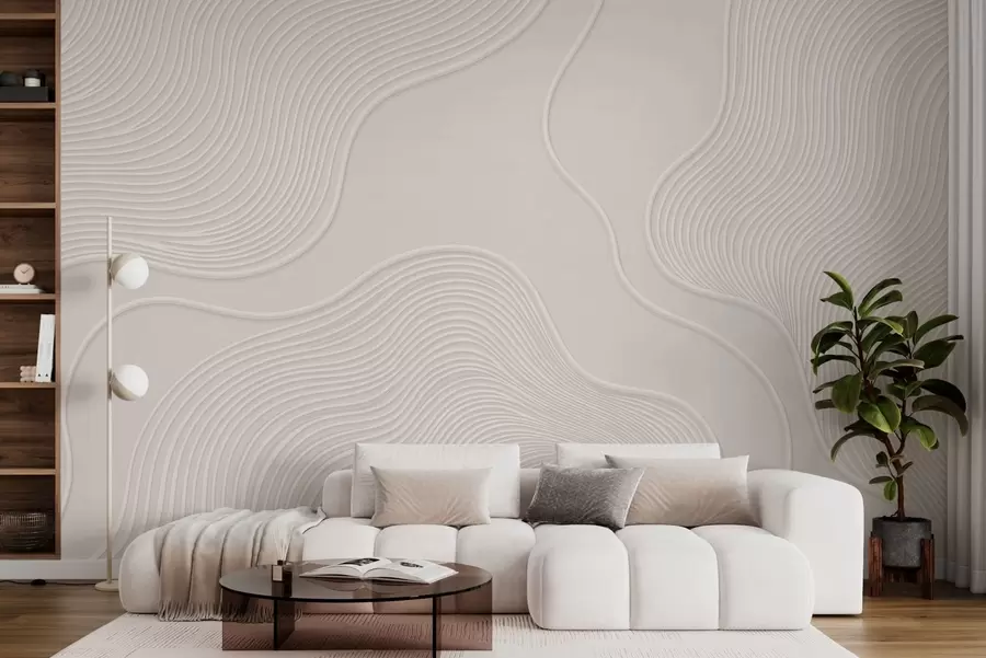 murais de parede Relevo abstrato com linhas onduladas e fluidas w05689