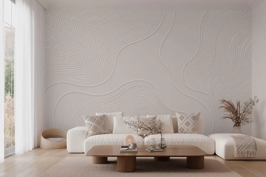 murais de parede Relevo abstrato com linhas onduladas e fluidas w05689
