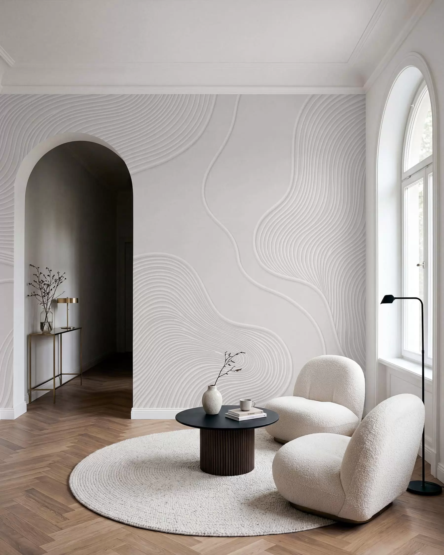 murais de parede Relevo abstrato com linhas onduladas e fluidas w05689