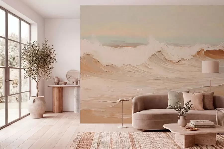 murais de parede Ondas oceânicas abstratas em tons pastel w05697