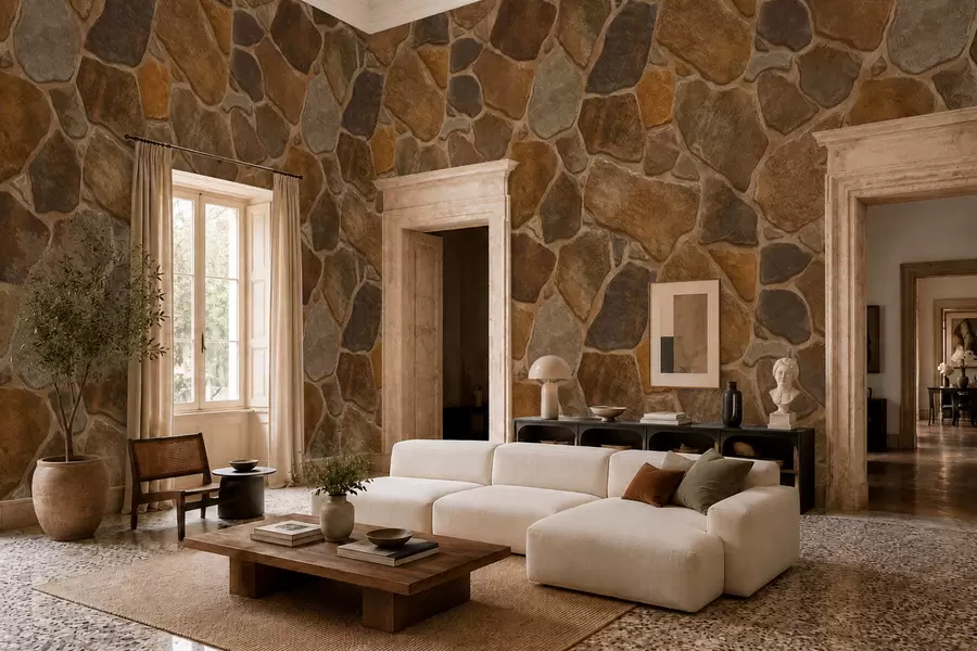 murais de parede Padrão de pedra natural em tons quentes w05691