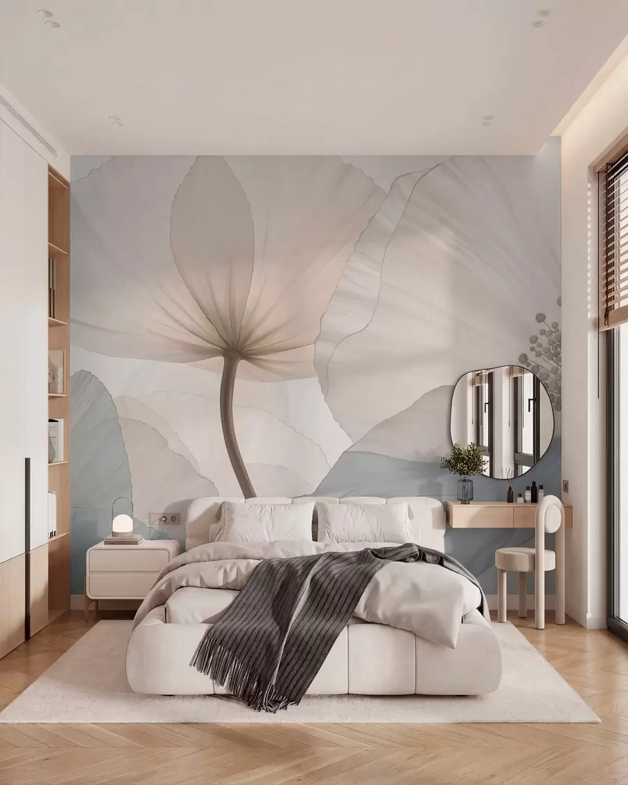 murais de parede Flores grandes e delicadas em tons pastel claros w05692