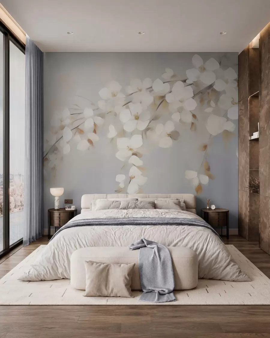 murais de parede Ramo abstrato com flores, imitação de uma pintura w05665