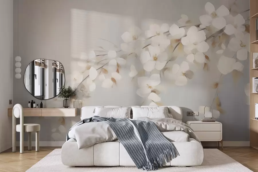 murais de parede Ramo abstrato com flores, imitação de uma pintura w05665