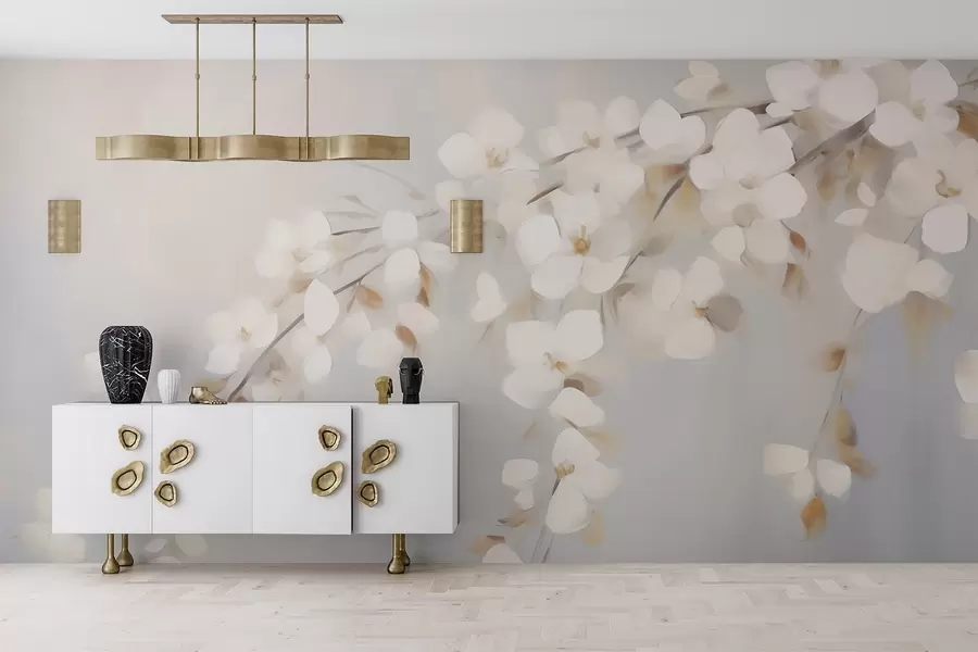 murais de parede Ramo abstrato com flores, imitação de uma pintura w05665