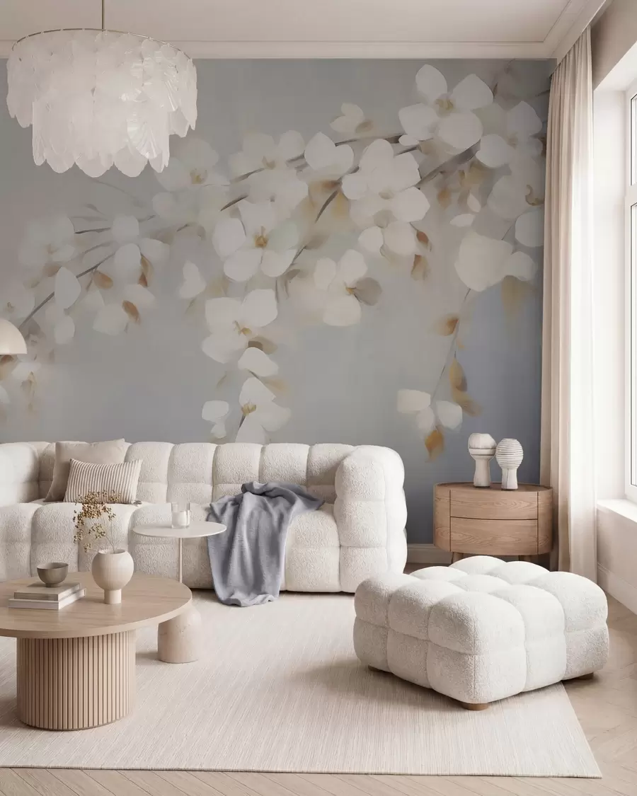 murais de parede Ramo abstrato com flores, imitação de uma pintura w05665