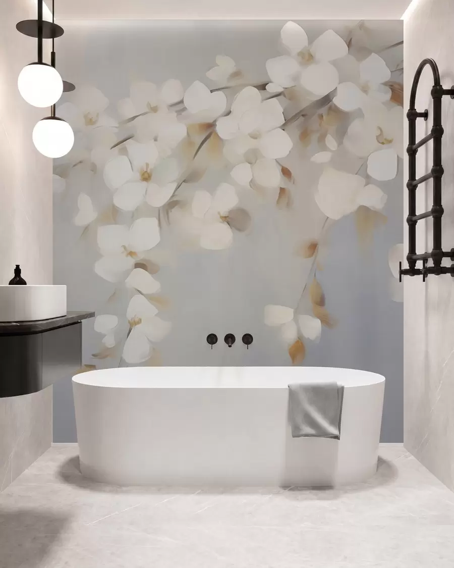 murais de parede Ramo abstrato com flores, imitação de uma pintura w05665