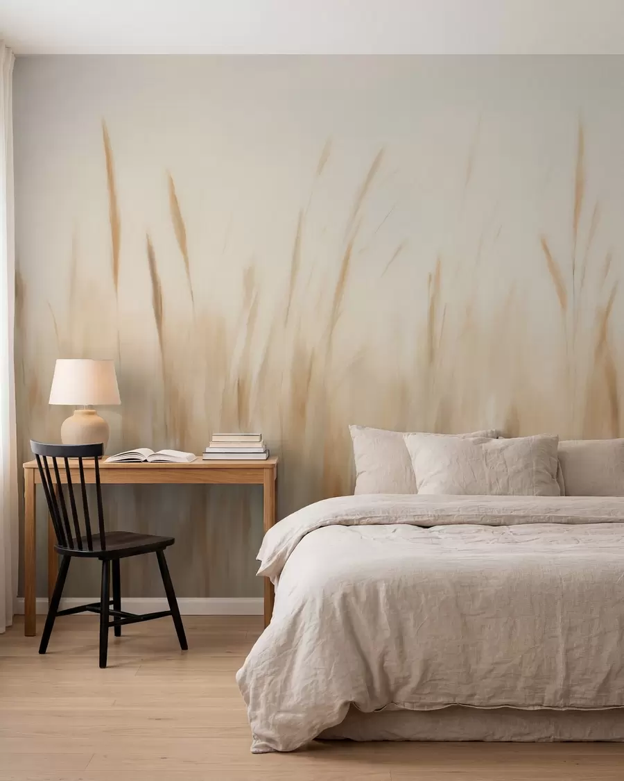 murais de parede Pintura abstrata que imita erva seca w05503