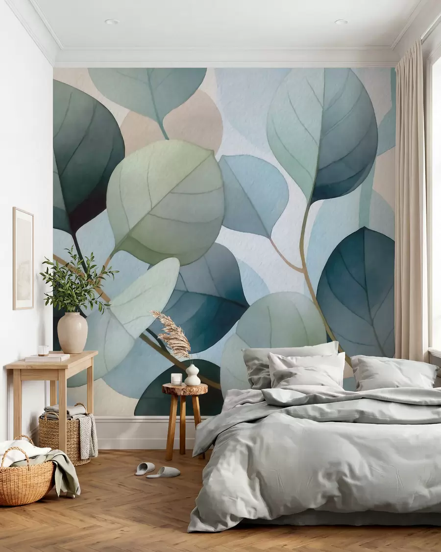murais de parede Folhas de eucalipto pintadas em aquarela delicada w09927