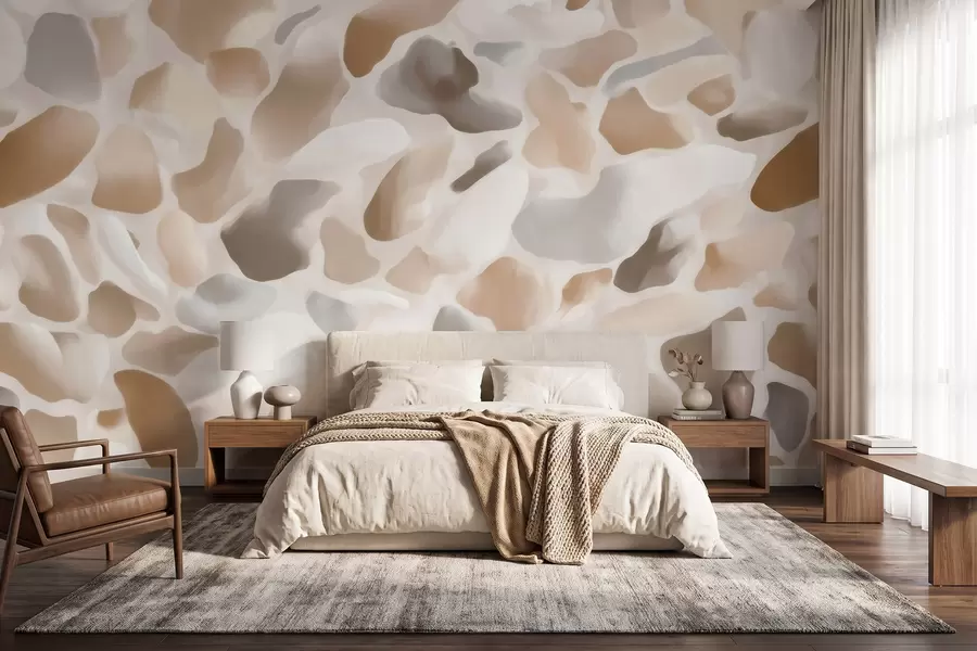 murais de parede Textura abstrata de terrazzo natural em tons claros w09933