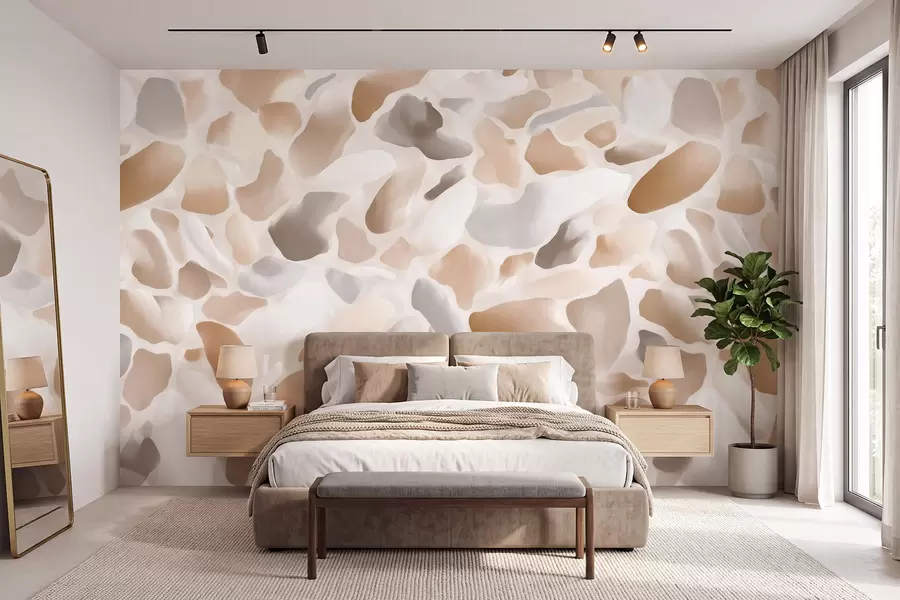 murais de parede Textura abstrata de terrazzo natural em tons claros w09933